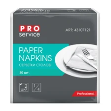 Серветки двошарові білі Premium 33х33см, PRO Service