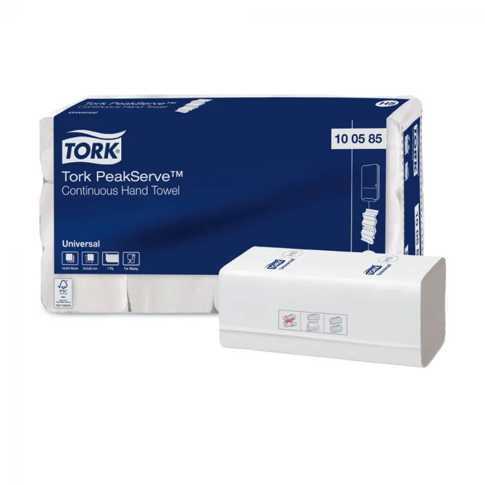 Рушники паперові PeakServe Universal 410 шт., 12 уп, білий Н5, Tork