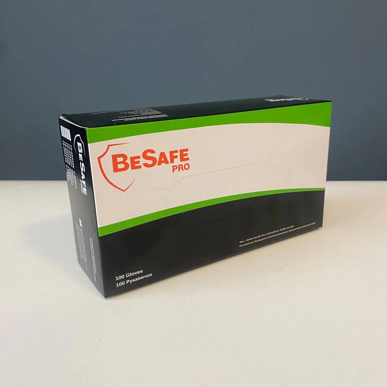 Рукавиці нітилові чорні 3,5г, BeSafe Pro, 100 шт/уп, розмір S, M, L, XL