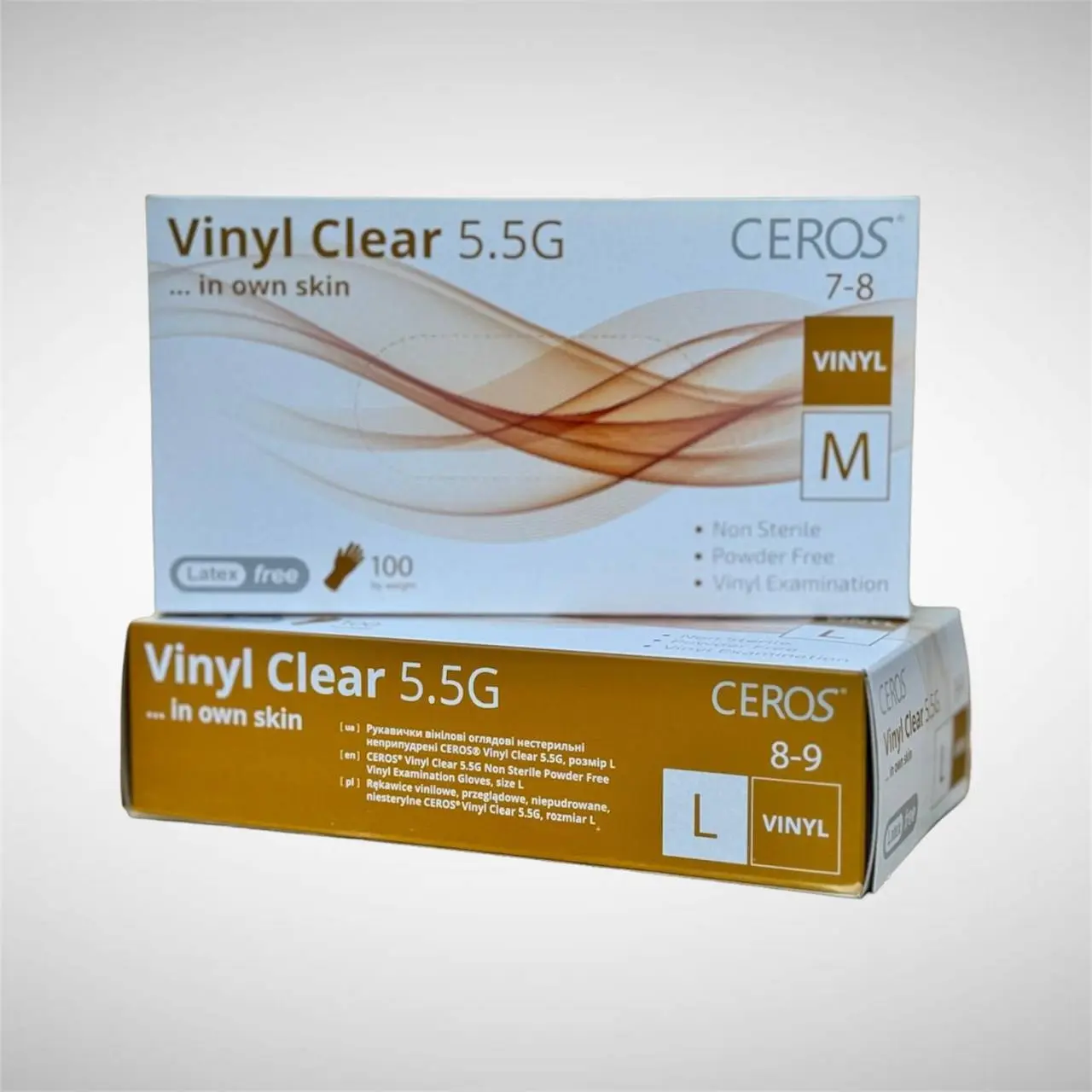 Рукавиці вінілові Vinyl Clear, Ceros, 100 шт, 5,5 гр., розмір M, L