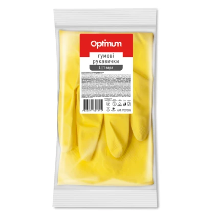 Рукавиці господарські латексні жовті L, Optimum