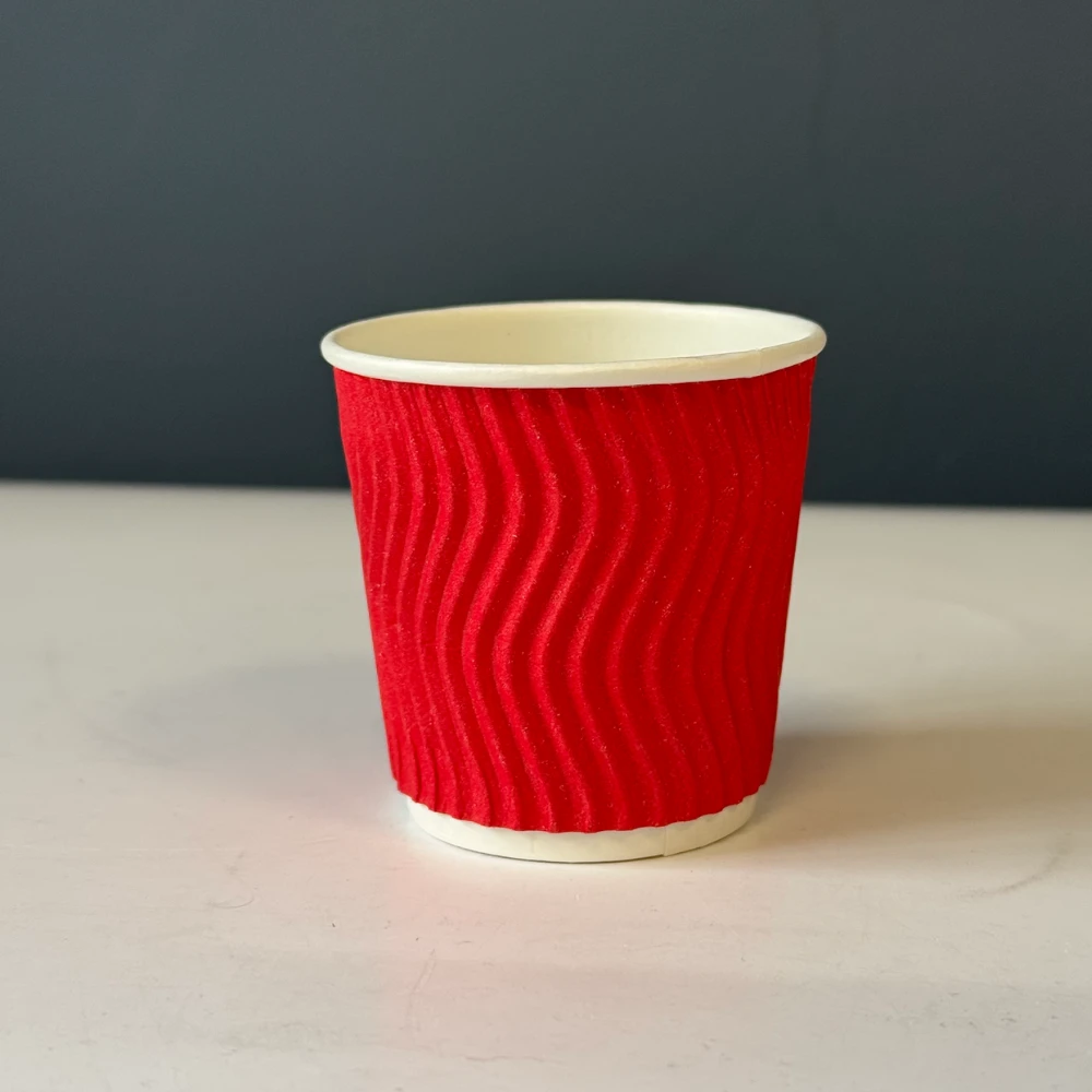 Стакан паперовий 110 мл гофрований, червоний, 20 шт/уп, GET